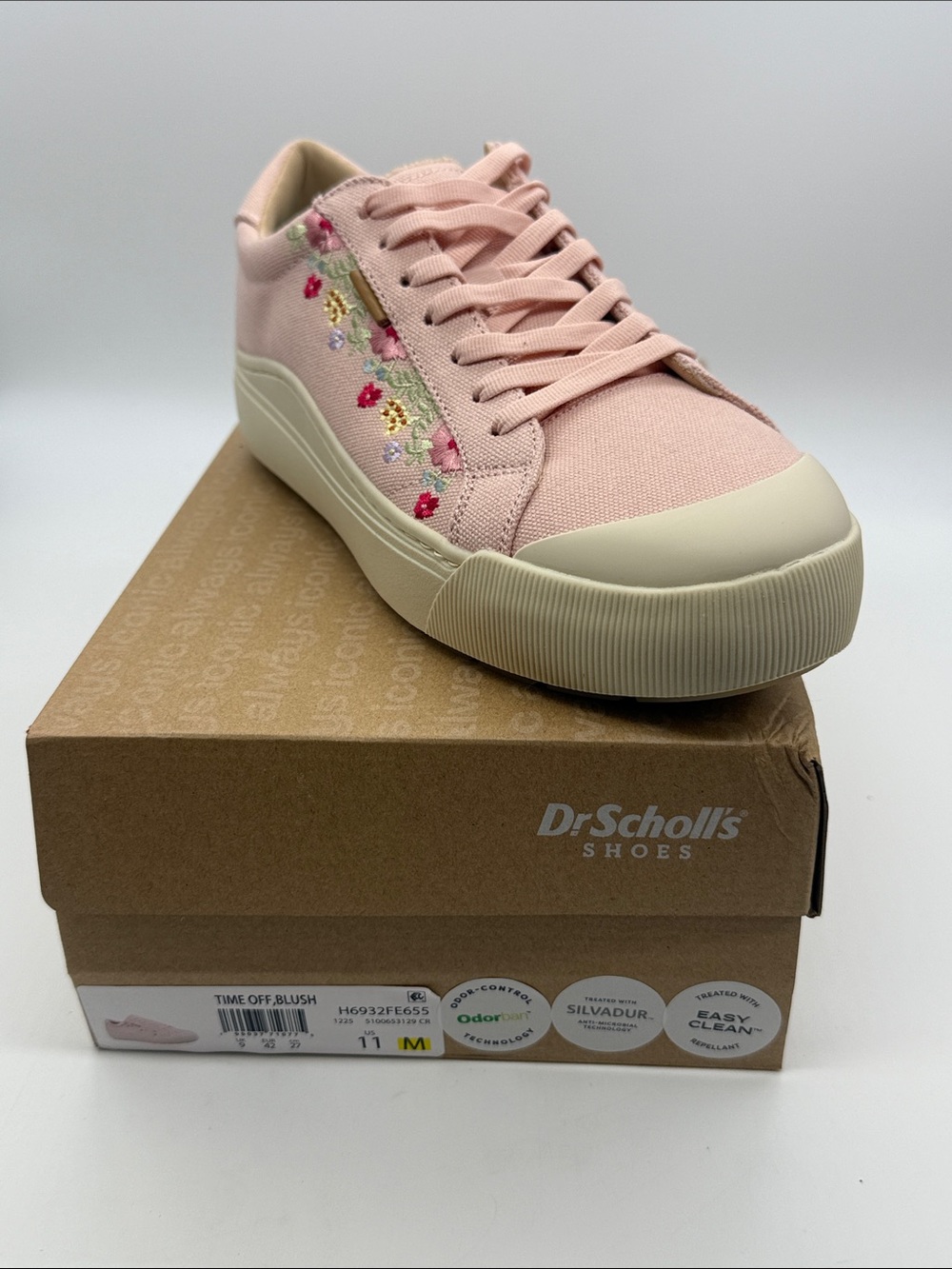 Dr. Scholl's Blush Pink Floral Embroidered Canvas Sneaker